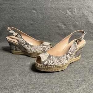 Stuart Weitzman Jean Snakeskin-Embossed Espadrille Wedge Sandals PW33676 Size 9M